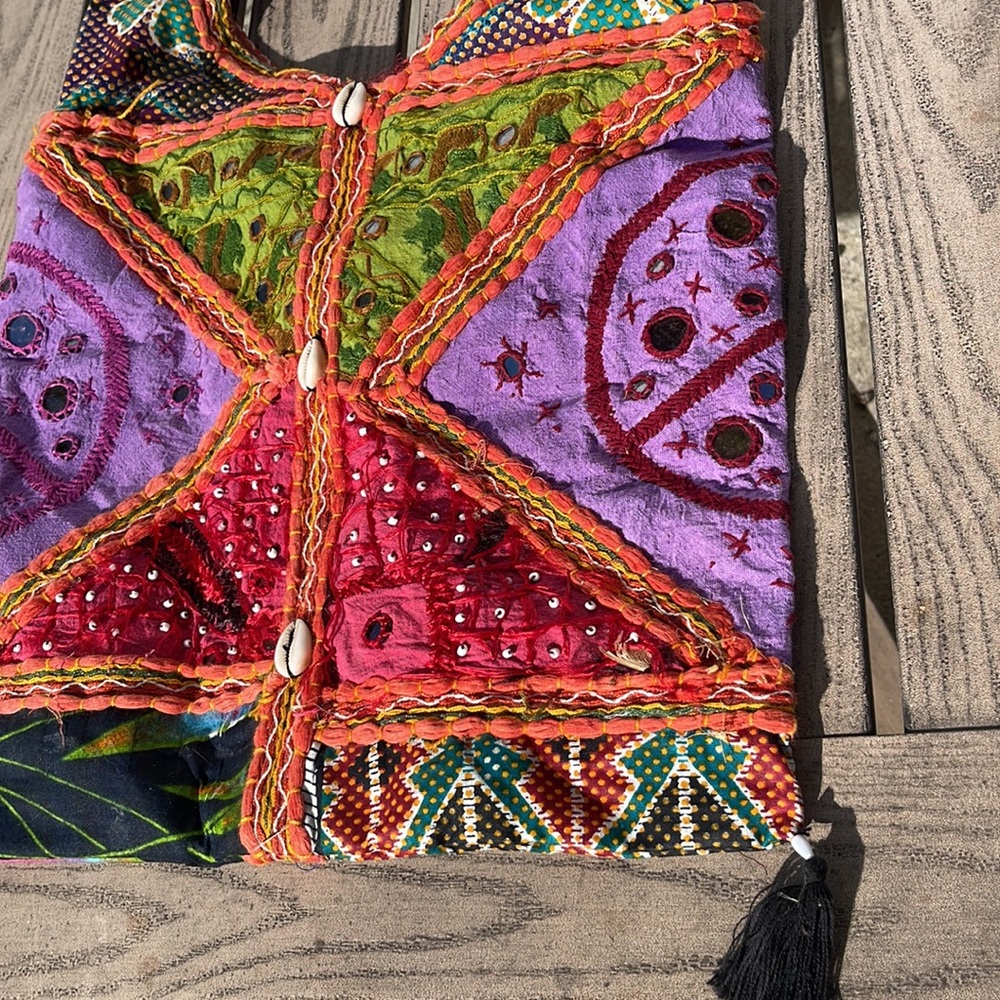 Patchwork Mirrored Sea Shell Boho Chic Bag - image 3